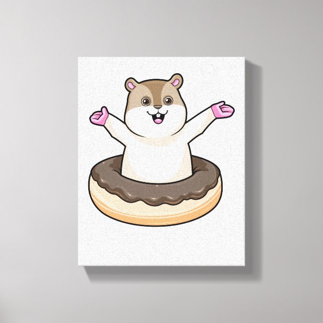 Hamster with Chocolate Doughnut Canvas Print (Front)