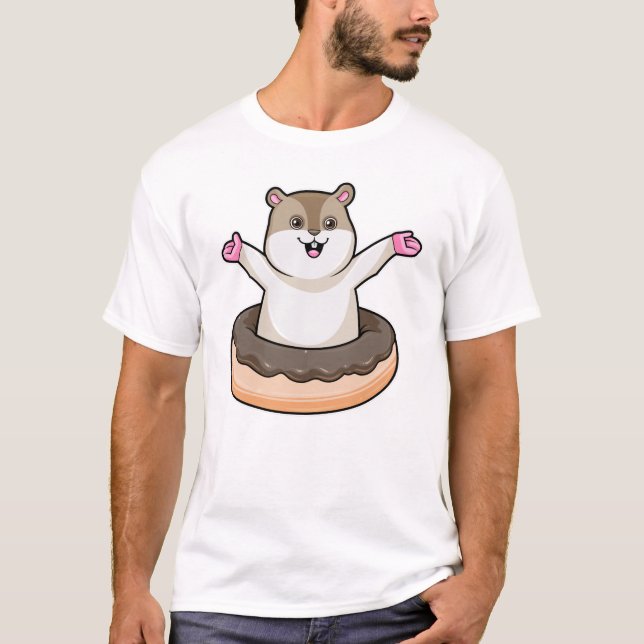 Hamster with Chocolate Doughnut T-Shirt (Front)