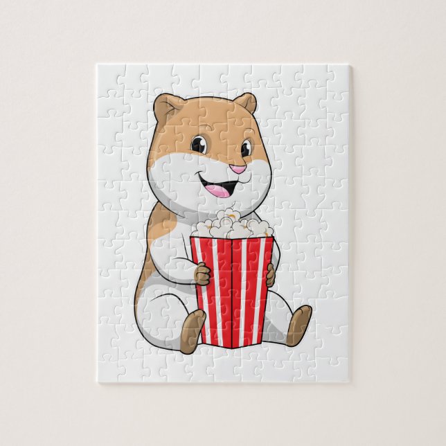 Hamster with Cone of Popcorn Jigsaw Puzzle (Vertical)