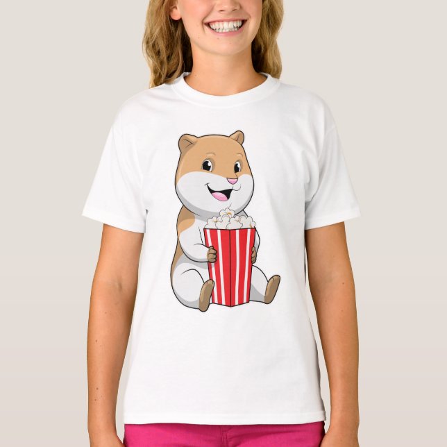 Hamster with Cone of Popcorn T-Shirt (Front)