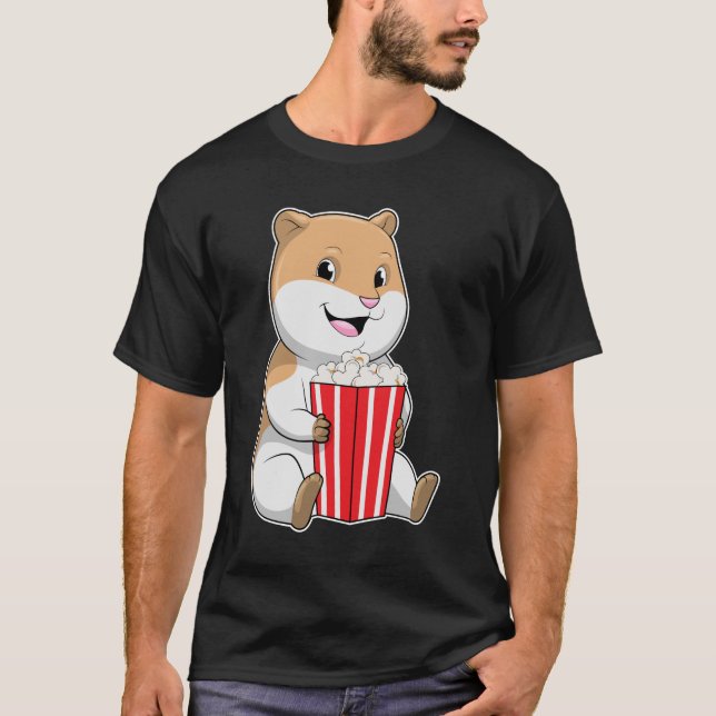 Hamster with Cone of Popcorn T-Shirt (Front)