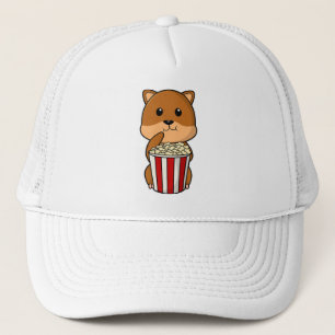 Hamster with Cone of Popcorn Trucker Hat