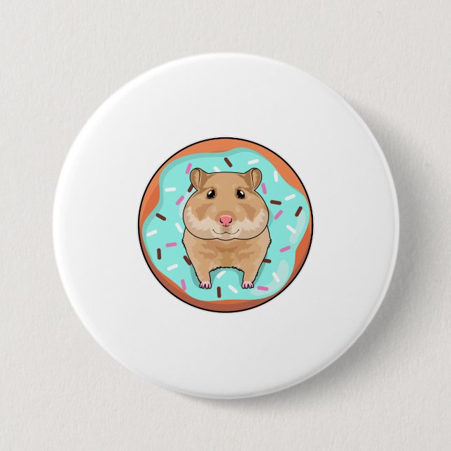 Hamster with Doughnut 7.5 Cm Round Badge (Front)