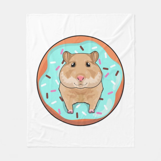 Hamster with Doughnut Fleece Blanket (Front)
