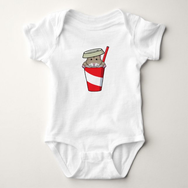 Hamster with Drink Baby Bodysuit (Front)