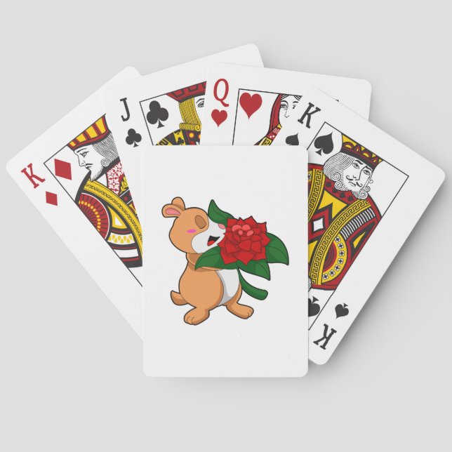 Hamster with Flower Rose Playing Cards (Back)
