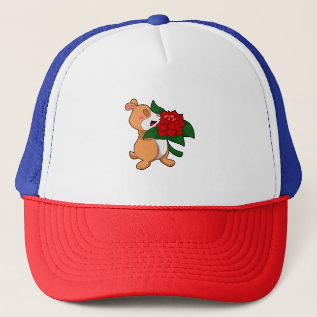 Hamster with Flower Rose Trucker Hat (Front)
