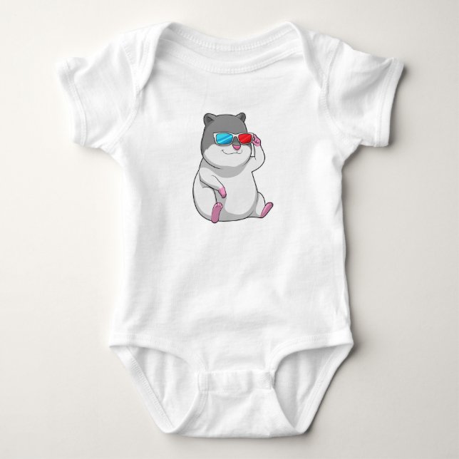 Hamster with Glasses Baby Bodysuit (Front)