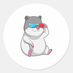 Hamster with Glasses Classic Round Sticker