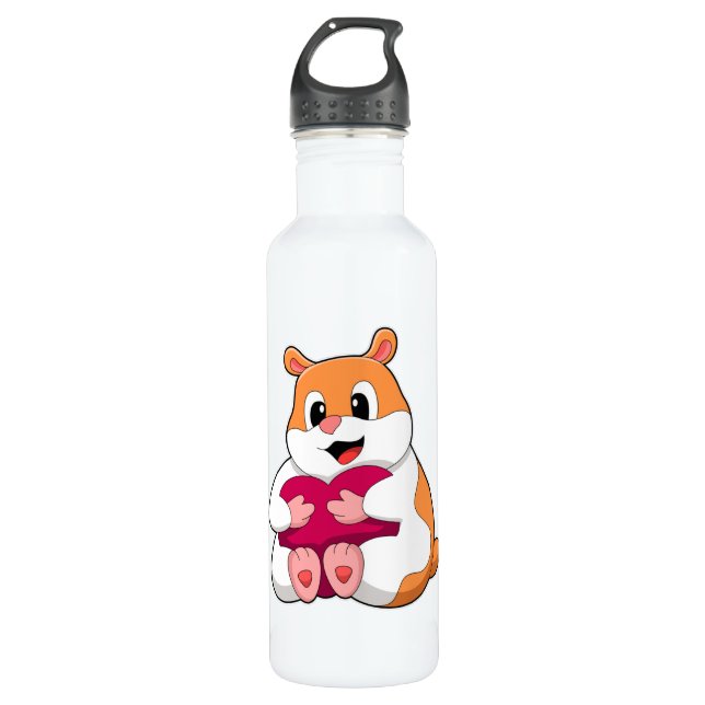 Hamster with Heart 710 Ml Water Bottle (Front)