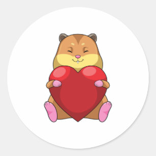 Hamster with Heart Classic Round Sticker