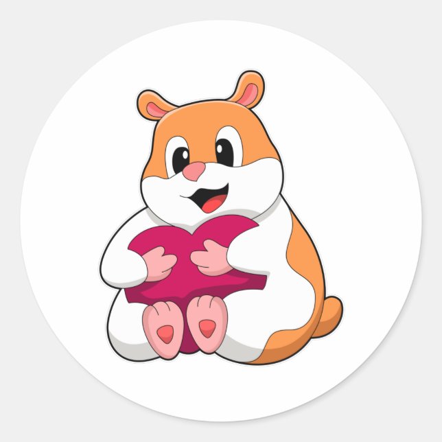 Hamster with Heart Classic Round Sticker (Front)
