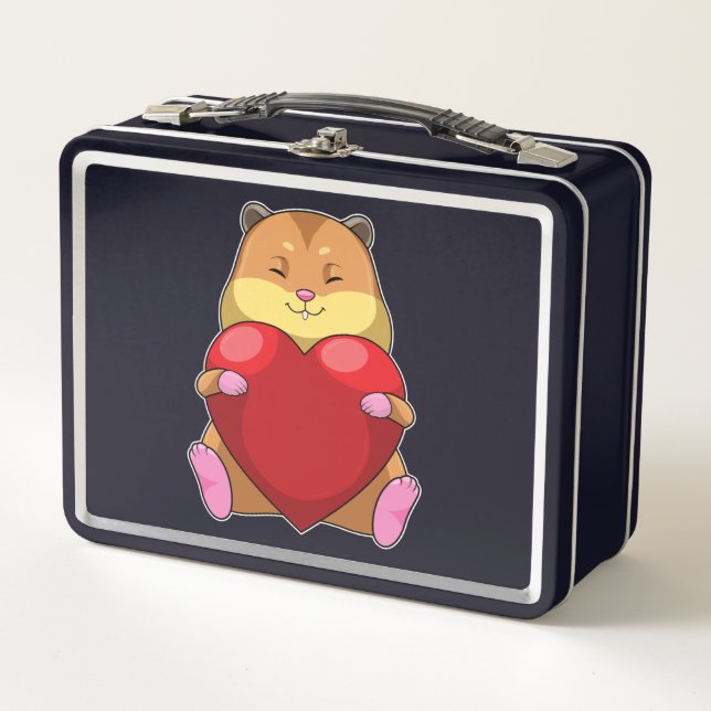 Hamster with Heart Metal Lunch Box (Front)
