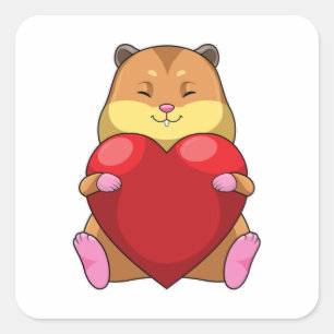 Hamster with Heart Square Sticker