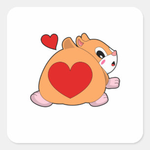 Hamster with Heart Square Sticker
