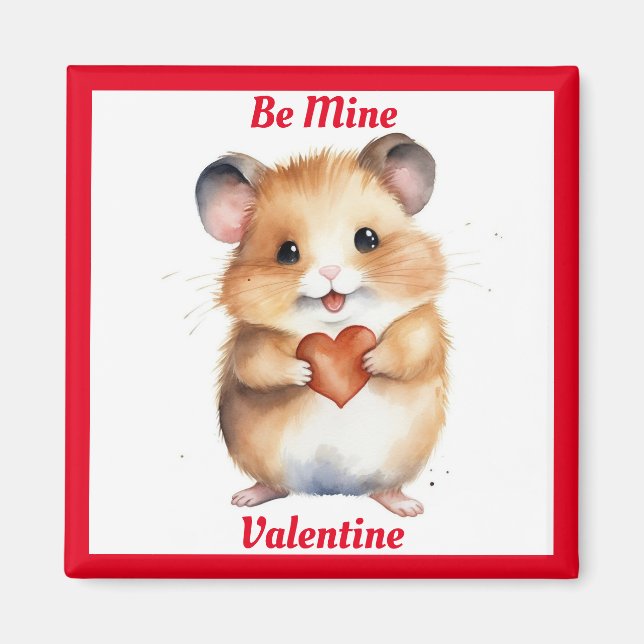 Hamster With Heart Valentine Magnet (Front)