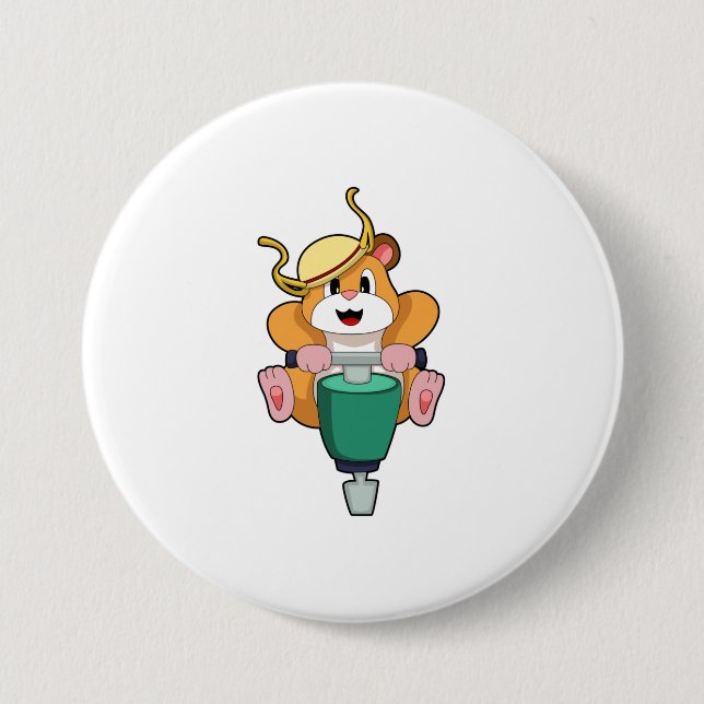 Hamster with Jackhammer 7.5 Cm Round Badge (Front)
