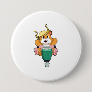 Hamster with Jackhammer 7.5 Cm Round Badge