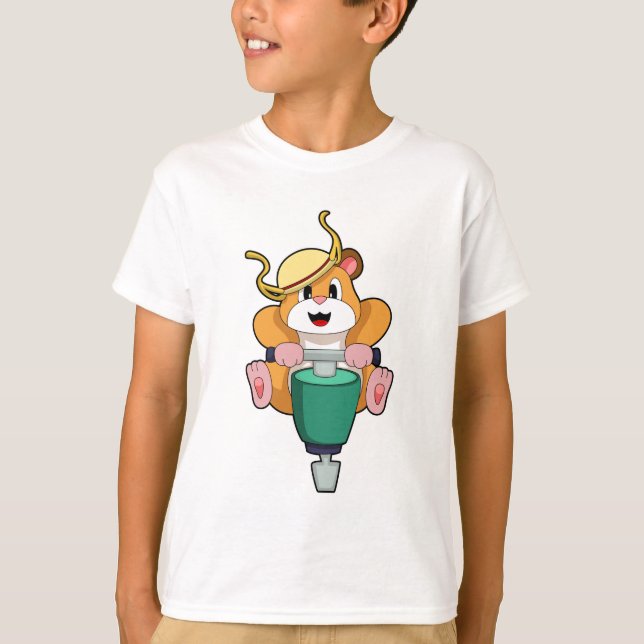 Hamster with Jackhammer T-Shirt (Front)