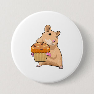 Hamster with Muffin 7.5 Cm Round Badge