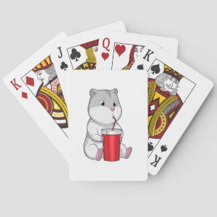Hamster with Mug & Drinking straw Playing Cards