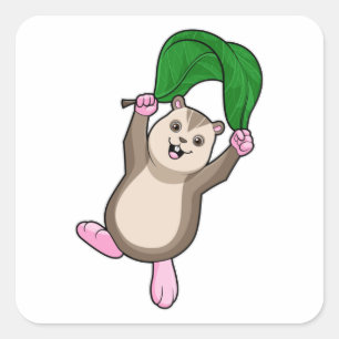 Hamster with Parachute Square Sticker
