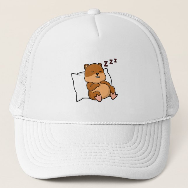 Hamster with Pillow Trucker Hat (Front)