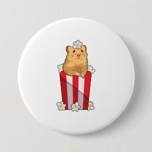 Hamster with Popcorn 7.5 Cm Round Badge