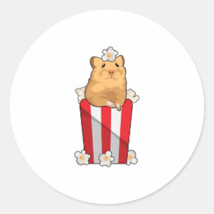 Hamster with Popcorn Classic Round Sticker