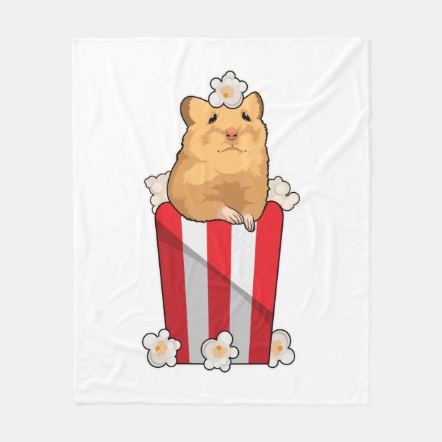 Hamster with Popcorn Fleece Blanket (Front)