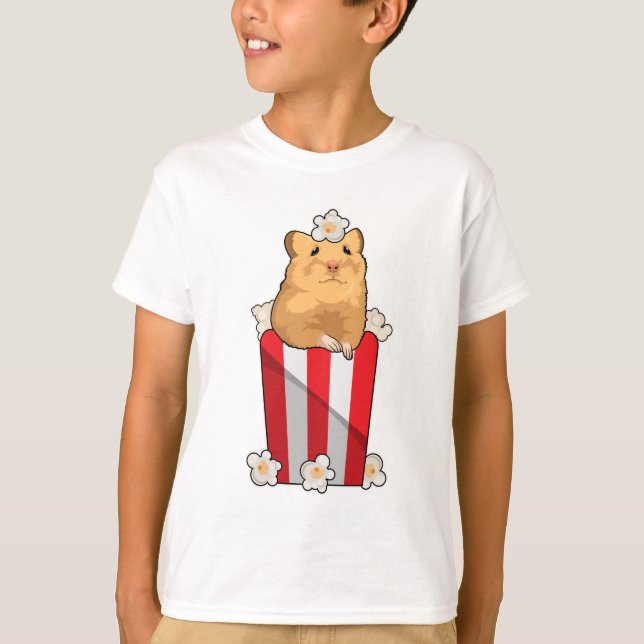Hamster with Popcorn T-Shirt (Front)