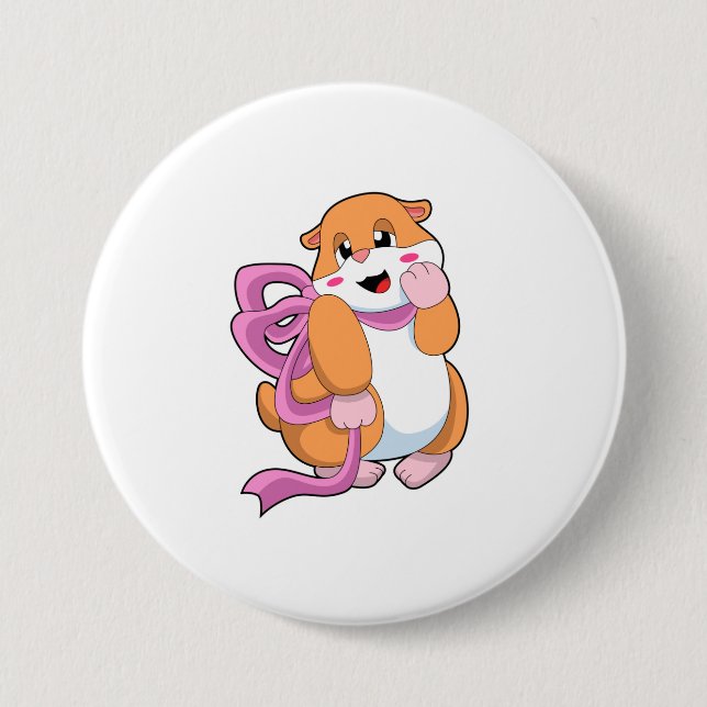 Hamster with Ribbon 7.5 Cm Round Badge (Front)