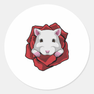 Hamster with Rose Classic Round Sticker