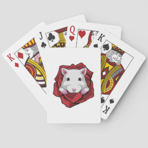 Hamster with Rose Playing Cards