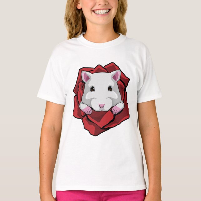Hamster with Rose T-Shirt (Front)