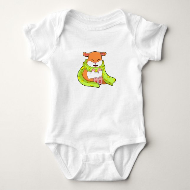 Hamster with Scarf Baby Bodysuit (Front)