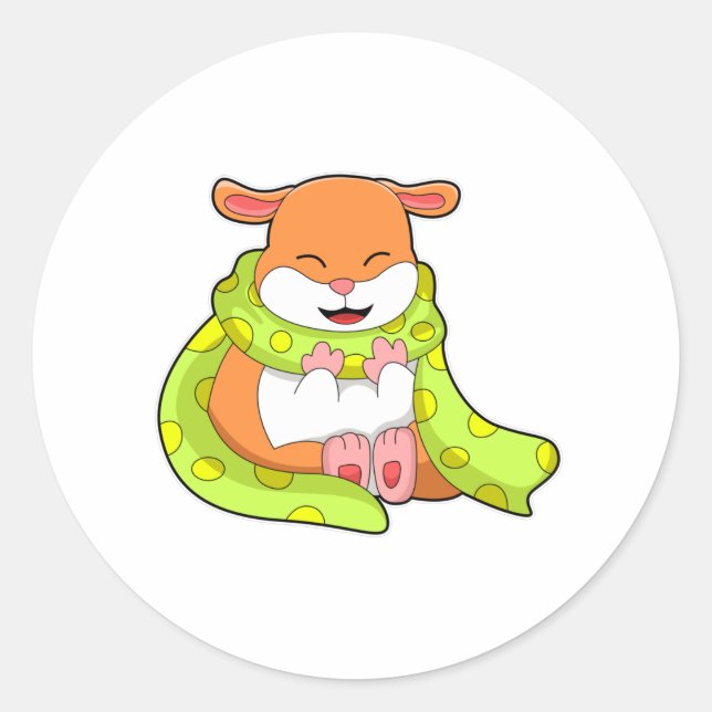Hamster with Scarf Classic Round Sticker (Front)