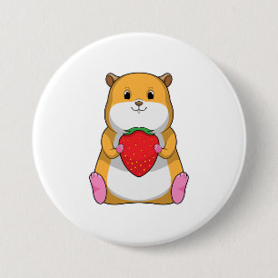 Hamster with Strawberry 7.5 Cm Round Badge