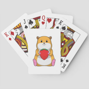 Hamster with Strawberry Playing Cards