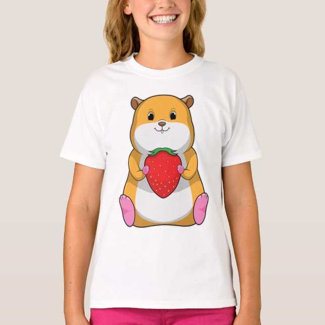 Hamster with Strawberry T-Shirt (Front)