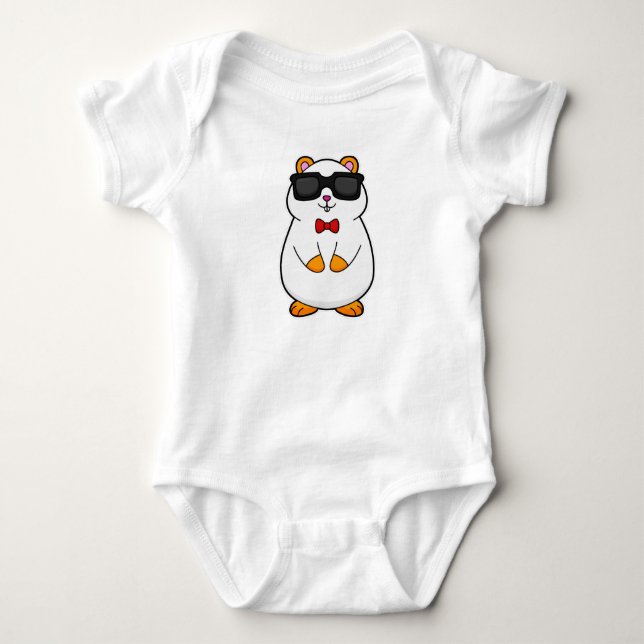 Hamster with Sunglasses & Bow tie Baby Bodysuit (Front)