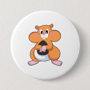 Hamster with Walnut 7.5 Cm Round Badge