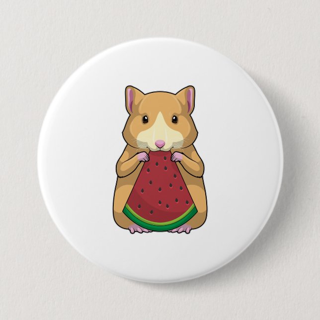 Hamster with Watermelon 7.5 Cm Round Badge (Front)