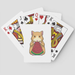 Hamster with Watermelon Playing Cards