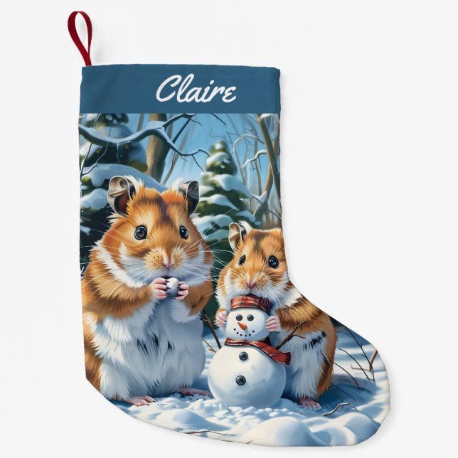 Hamsters and Snowman Christmas Small Christmas Stocking (Front)