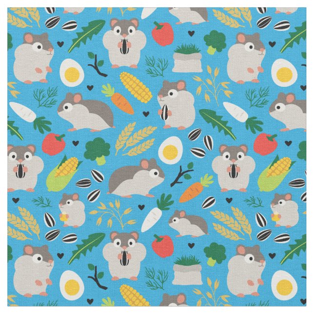 Hamsters And Their Treats Fabric (Close Up)