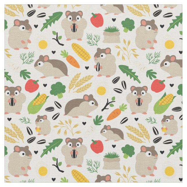 Hamsters And Their Treats Fabric (Close Up)