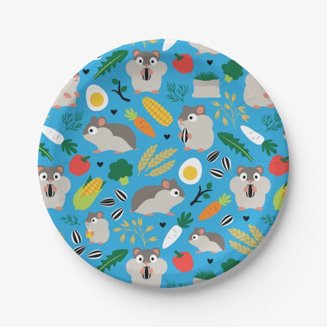 Hamsters And Their Treats Paper Plate (Front)