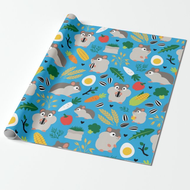 Hamsters And Their Treats Wrapping Paper (Unrolled)
