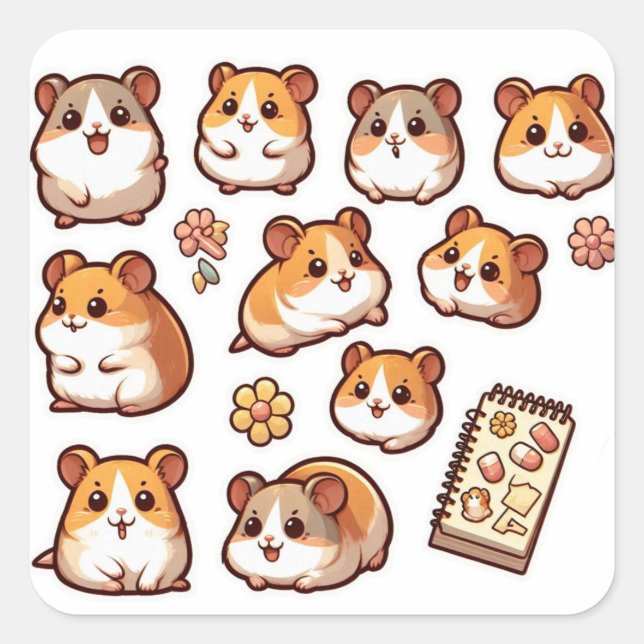 Hamsters part 1 square sticker (Front)